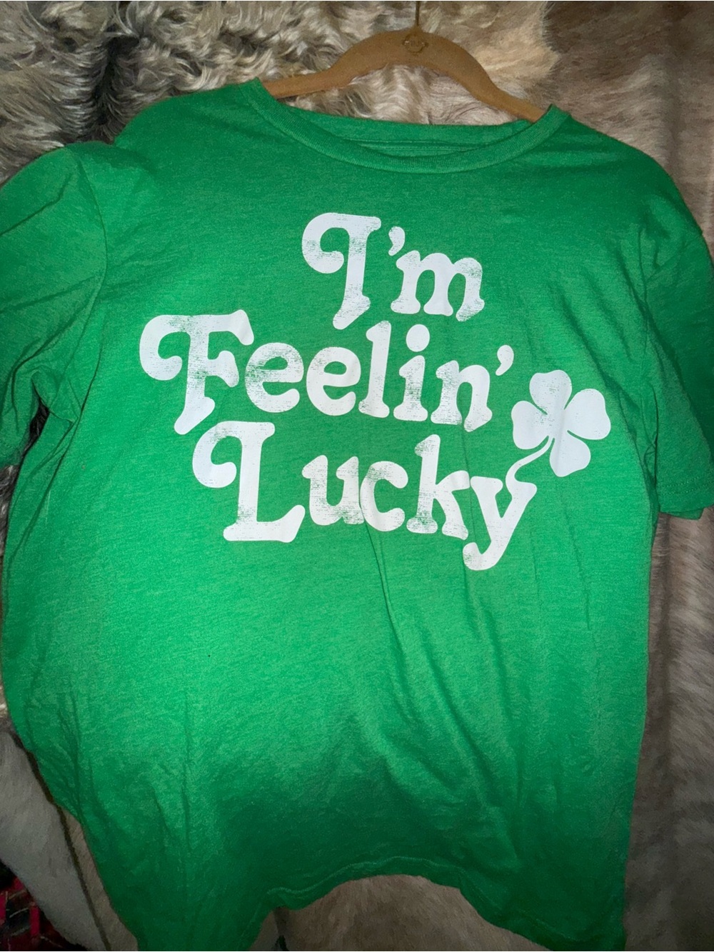 MAD Engine Green Kids' Tee with White "I'm Feelin' Lucky" Shamrock Graphic